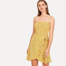 Shein Off Shoulder Knot Flower Print Dress