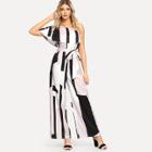 Shein One Shoulder Foldover Front Self Belted Palazzo Jumpsuit