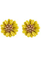 Shein Yellow Bead Flower Stud Earrings
