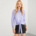 Shein Snake Skin Print Knot Hem Metallic Shirt