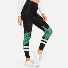 Shein Plants Print Striped Leggings
