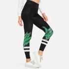 Shein Plants Print Striped Leggings