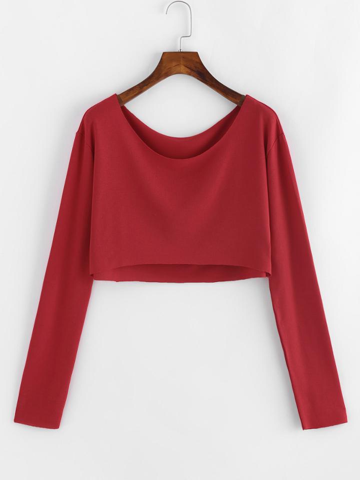 Shein Raw Cut Edge Crop Tee