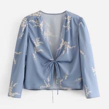 Shein Tie Front Florals Blouse