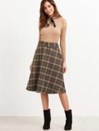 Shein Tartan Plaid Elastic Waist A-line Skirt