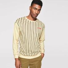Shein Men Vertical Stripe & Letter Print Pullover