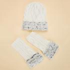 Shein Girls Contrast Faux Fur Beanie Hat & Gloves 3pack