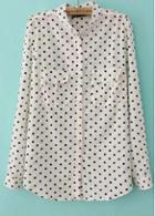 Rosewe Chic Long Sleeve Polka Dot Print Blouse With Button