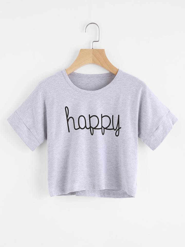 Shein Letter Print Slub Tee