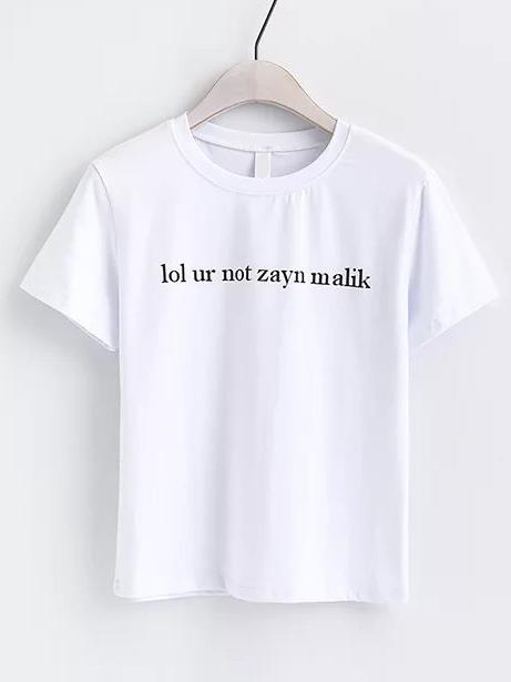 Shein Slogan Print Short Sleeve Tee