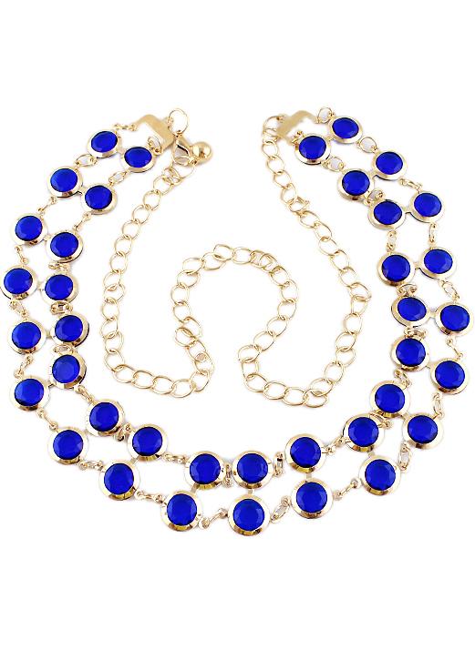 Shein Blue Gemstone Gold Chain Belt