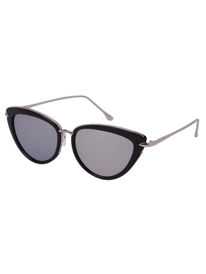 Shein Black Frame Metal Arm Cat Eye Sunglasses