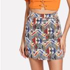Shein Geo Print Zip Up Side Skirt
