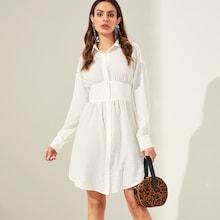 Shein Elastic Waist Texture Shirt Dress