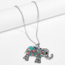 Shein Hollow Elephant Pendant Necklace