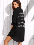 Shein Black Letter Print Shirt Dress