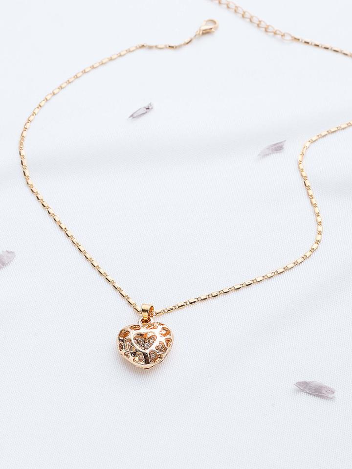 Shein Gold Hollow Out Heart Pendant Necklace
