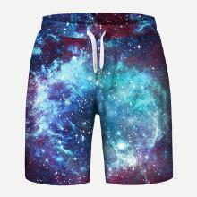 Shein Men Galaxy Print Drawstring Shorts