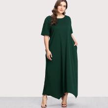 Shein Plus Short Sleeve Hanky Hem Maxi Dress