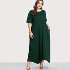 Shein Plus Short Sleeve Hanky Hem Maxi Dress