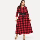 Shein Plus Plaid Belted Sweetheart Neck Dress