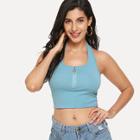 Shein Zip Up Crop Halter Cami Top