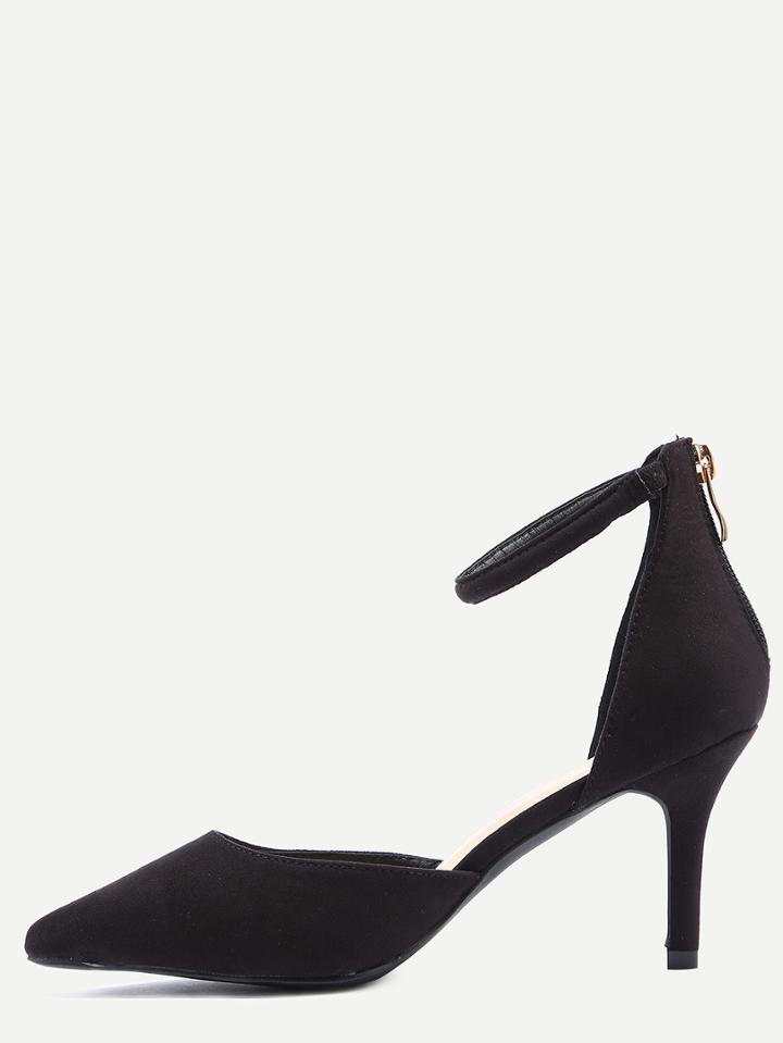 Shein Black Ankle Strap Pointed Toe Heels