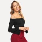Shein Solid Off The Shoulder Ribbed Top