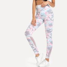Shein Sheer Mesh Panel Camo Leggings