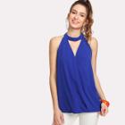 Shein Draped Wrap Front Keyhole Halter Top