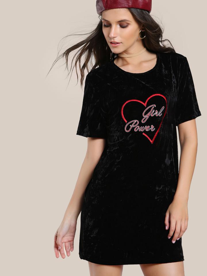 Shein Crushed Velvet Graphic Tee Dress