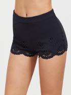 Shein Navy Laser Cutout Scallop Mini Shorts