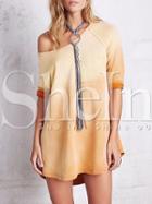 Shein Yellow Round Neck Pockets T-shirt