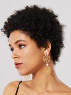Shein Double Round Design Drop Earrings With Faux Pearl