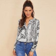 Shein V-cut Neck Snake Skin Top