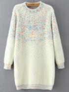 Shein Beige Crew Neck Bead Loose Sweater Dress