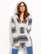 Shein Multicolor Hooded Long Sleeve Pockets Sweater
