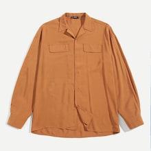 Shein Men Button & Pocket Front Solid Shirt