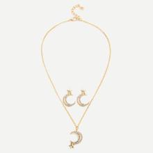Shein Moon & Star Pendant Chain Necklace & Earring Set