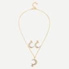 Shein Moon & Star Pendant Chain Necklace & Earring Set