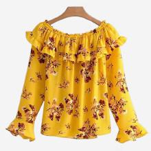 Shein Random Florals Ruffle Trim Top