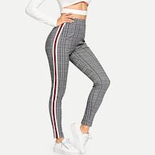 Shein Waist Elastic Plaid Pants