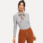 Shein Knot Neck Skinny Sweater