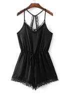 Shein Contrast Lace Drawstring Waist Playsuit