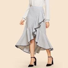 Shein Ruffle Detail Plaid Skirt