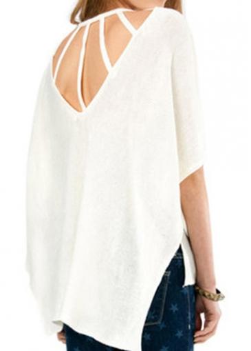 Rosewe Double Slit Hollow Back Asymmetric Design Sweater