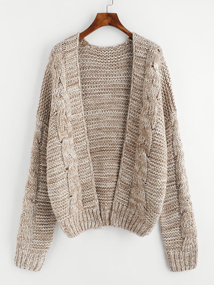 Shein Marled Cable Knit Sweater Coat