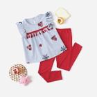 Shein Girls Tassel Trim Striped Top & Pants Set