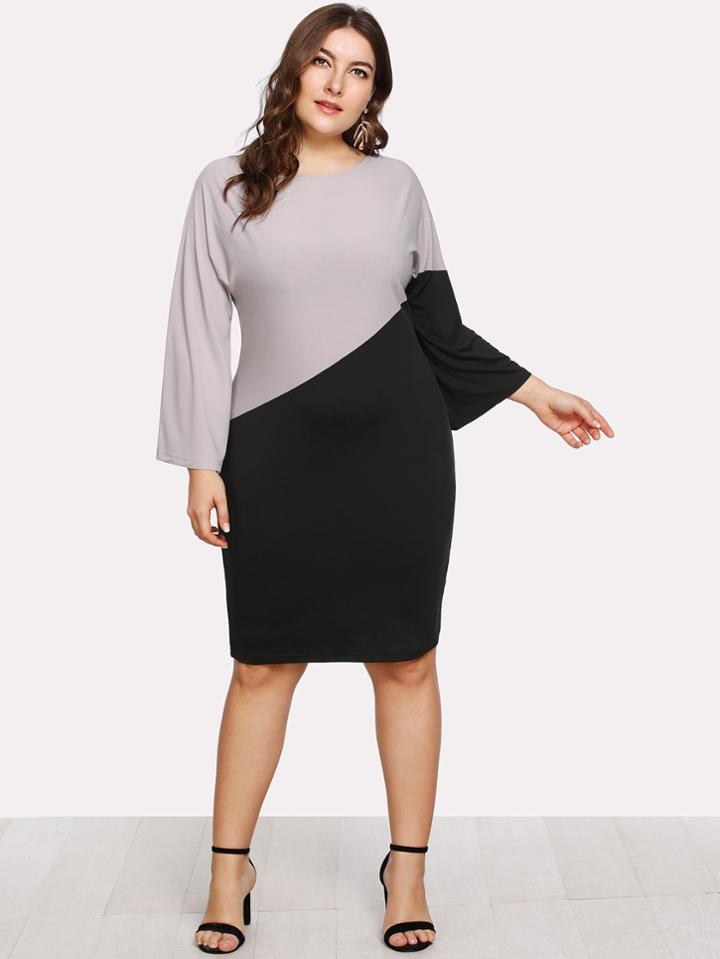 Shein Two Tone Jersey Pencil Dress