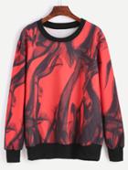 Shein Contrast Trim Abstract Print Sweatshirt